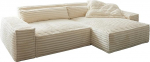 DELIFE Sirpio nurgadiivan XL Pluusne Cord Beige 270 x 170 cm Reguleeritav pikadiivan 270 x 170 cm