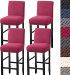 HFCNMY Baaritooli katted,Stretch Baaritooli katted seljatoega,Jacquard Baaritooli katted,Baaritooli katted,Slipcovers seljatoega,Pub Counter Stool,Tooli katted elastsete lintidega,punane,4