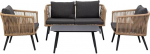WANDERLUST DECO Set aus Tisch, Sofa und 2 Sesseln, braun, 90 x 50 x 42,65 x 70 x 69, 136 x 70 x 68 cm