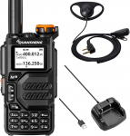 QUANSHENG UV-K5 raadio 5W Walkie Talkie pikamaa laetav k&auml;siraadio t&auml;iskasvanutele Politsei raadio FM, NOAA, C-t&uuml;&uuml;pi laadimine, 200 kanalit (UV-K5 koos D01CK-ga)