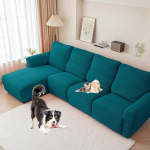 Stretch-Sofabezug-Set for Relaxsofad - Elastischer Schonbezug Mit Rautenmuster for Liegesofas, Waschbar(Dblue,3seats/8Pieces)