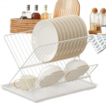 2-tasandiline n&otilde;udekuivatusrest - kokkupandav t&ouml;&ouml;laua korraldaja roostevabast terasest disain s&uuml;sinikterasest | Tugev kaasaskantav eemaldatav &auml;ravoolutaldrik hoidja s&ouml;&ouml;giriistade, taldrikute, lauan&otilde;ude, tasside jaoks