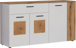 trendteam smart living - Vitoria Sideboard - White Matt / Evoke Oak - Kapp koos puidust aplikatsioonidega - (B x K x S) 150 x 83 x 42 cm - T&auml;ispikkuses sahtli ja 5 kambritega.