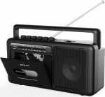 Kaasaskantav kassetim&auml;ngija Boombox, Vintage AM/FM stereoraadio Bluetoothiga, USB, k&otilde;rvaklappide pesa, kaasaskantav kassetisalvesti koju v&otilde;i &otilde;ue (must)
