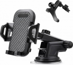 Mizi [2025 T&auml;iendatud 3-in-1 auto telefoni hoidiku kinnitus [Nano iminapakett ja tugevam klamber] Armatuurlaua tuulutusava tuuleklaasi telefonihoidik iPhone 16 15 14 13 Samsung Galaxy S24 S23 Android telefonidele - must