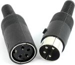 Paar mustast plastist mees + naine 4-poolne DIN audio adapter &uuml;hendaja 6mm