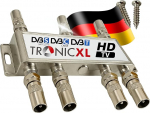 TronicXL 6-Way BK Splitter Premium TV kaabli adapter Antenna Splitter kaabeltelevisiooni DVBC nt Unitymedia Splitter Unicable 6-Way HD Sobiv 4K HDTV DC l&auml;bip&auml;&auml;s FM raadio satelliits&uuml;steemide jaoks