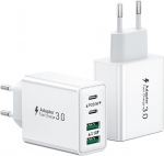 USB C laadija, 2-pakk 40 W 4 pordi mitme laadimise pistik USBC adapteriga - Kiirlaadija toiteallikas iPhone 17 16 15 14 13 Pro Max Plus 12 11 XS XR, Samsung, mobiiltelefonid