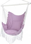 Hammock tool, suur ripptool, 110 x 150 cm, koormus 150 kg, puuvillane ripptool, k&otilde;vapuidust laoteraud, laia istmega kiiktool (lilla)