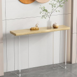 47'' Schmaler Konsolen-Sofatisch Mit Acrylbeinen, Holztischplatte, Akzenttische F&uuml;r Den Eingangsbereich des Wohnzimmers, Moderner Akzenttisch F&uuml;r Den Flur, Einfache Montage, Schwarz, Holz