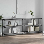 Eleganter Konsole Holztisch mit Metallrahmen, Grau Sonoma, 200x29x75 cm - Flur & Wohnzimmer Model834113