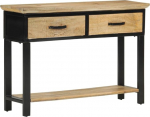 Makastle Vintage Konsolentisch mit 2 Schubladen und 1 Ablage, Schmal Flurtisch Eingangstisch Sofatisch f&uuml;r Wohnzimmer Foyer Eingang, 110x30x75 cm Raues Massivholz Mango