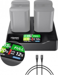Toprig LP-E6 LP-E6N LP-E6NH 4-Channel Camera Battery Charger USB-C PD60W Fast Charger with LCD Display, Compatible with Canon EOS 5D Mark II III IV, 70D, 5Ds, 6D, 5DsR, 80D, 7D, 7D Mark II, EOS 60D