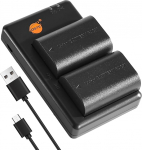 DSTE LP-E6 LP-E6N (2600 mAh/7.4 V) Battery Charger Compatible with Canon EOS 6D, EOS 7D, EOS 60D, EOS 60Da, EOS 90D, XC10, XC15 Camera, Pack of 2