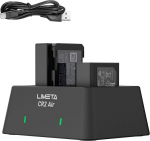 LIMETA CR2 Air kahe kanaliga kaamera akulaadijakomplekt (koos rakendusega) - toetab NP-FZ100, NP-FW50, NP-BX1 akut&uuml;&uuml;pe - C-t&uuml;&uuml;pi sisendiga
