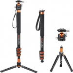 Refoni A304P Camera Monopod - Compact Aluminium Monopod with Ball Head and 3-Leg Tripod Base, 183 cm, for DSLR, Compact System Camera, Mirrorless up to 15 kg