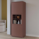 Forte Alice Springs 60 70 kaasaegne elutoa vitriinkapp 3 uksega, klaasist detail, elutuba, puukomposiit terrakota, 25,5" lai x 70" k&otilde;rge x 17,5" s&uuml;gavus