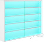 KIMENICH kollektsion&auml;&auml;ride vitriinkapp, 5-korruseline klaasist vitriinkapp LED-valgustusega, rippuv seinakapp, klaasustega seinariiul, rippuv vitriinkapp figuuridele, vitriinkapid, valge v&auml;rviga