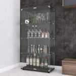 APRILSOUL S-B10400523D-DF-JRW-A Klaasist vitriinkapp, klaasist, must, 4 riiulit, topeltuksega