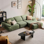 LINSY HOME nurgadiivan magamisfunktsiooniga - 290 cm Corduroy modulaarne diivanvoodi, L-kujuline diivan koos Osmaniga, ideaalne mugavaks l&otilde;&otilde;gastumiseks, ei vaja kokkupanekut (roheline)