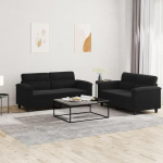LAPOOH 3202317 2-osaline diivanikomplekt koos pehmendusega mustast mikrokiudkangast, Lounge diivan, diivanid ja diivanid, l&otilde;&otilde;gastav diivan, diivan elutuppa, diivan magamisfunktsiooniga