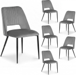 Modernsed s&ouml;&ouml;gitoa toolid, komplekt 6, mugavad sametiga polsterdatud s&ouml;&ouml;gitoolid metallist jalgadega s&ouml;&ouml;gitoas, hall