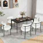 ARTETHYS s&ouml;&ouml;gitoa toolid, komplekt 6, polsterdatud k&ouml;&ouml;gitoolid, polsterdatud toolid seljatugedega metallist jalad, kaasaegne Teddy kangast Boucle toolid, s&ouml;&ouml;gitoolid s&ouml;&ouml;gituppa, k&ouml;&ouml;ki, elutuppa (beež)