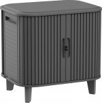 Keter Velo hoiukapp - 113 L - grafiit - ilmastikukindel, lukustatav, puidu v&auml;limusega, virnastatav, l&uuml;kanduksed - 62,3 x 47 x 62,4 cm
