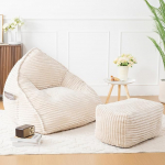 Vamcheer T&auml;iskasvanute Bean Bag koos v&auml;ljaheitega, magamistool, kohev ultra pehme flanellkangas, Bean Bag tool t&auml;idetud k&auml;snaga, XXL, Bean Bag tugitool, beež, vastupidav kondita diivan, elutuba