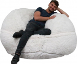 Pouf Lerosier1234 hiiglaslik kott 140 cm l&auml;bim&otilde;&otilde;t XXL valge v&otilde;i hall v&otilde;i &scaron;okolaadist karusnahk koos purustatud vahuga Ultra mugav diivan Double Covers Pear padi (valge)