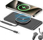 25 W magnetiline traadita autolaadimisalus, polmxs kiirlaadimismatt MagSafe autolaadijale, libisemiskindel disain ja pikendatud USB-C kaabel, &uuml;hildub iPhone 17/16/15/14/13/12, Samsung ja Androidiga