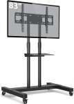 Mobiilne teleri stend Rolling TV Cart Floor Stand lukustatavate ratastega, reguleeritava k&otilde;rgusega riiul 3280-tollise teleri stendi, lameekraani v&otilde;i k&otilde;verate monitoride kuvamise jaoks