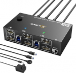 KVM Switch 2 PC 2 Monitore HDMI 8K@60Hz 4K@120Hz, USB 3.0 KVM Switch Dual Monitor HDMI 2.1 osad 4 USB porti, juhtmega kaugjuhtimispult (8K HD 2 in 2 out KVM)