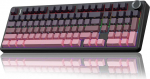 AULA F99 Pro mehaaniline m&auml;nguklaviatuur, 3-režiimiline traadita mehaaniline klaviatuur koos nupuga, viie kihiline polsterdusstruktuur, k&uuml;lg graveeritud, RGB, QWERTY, hot-swap kohandatud klaviatuur (must roosa)
