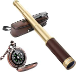Retro piraat teleskoop monokkel 25 x 30 Zoomable Vintage kapten Jack Spyglass BAK-4 objektiivi teleskoop laste kokkupandav kaasaskantav tasku monokkel koos kompassiga t&auml;iskasvanute jaoks Outdoor Camping