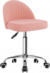 KKTONER Rolling Stool, p&ouml;&ouml;rlev kontoritool, sametist reguleeritava k&otilde;rgusega ja seljatoega tool magamistoas, kodus, meigis, kosmeetikas (roosa)