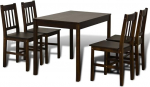 tidyard 5-osaline s&ouml;&ouml;gikomplekt, k&ouml;&ouml;gikomplekt, s&ouml;&ouml;gitoa komplekt, s&ouml;&ouml;gilaud ja s&ouml;&ouml;gitoolik, puidust laud koos 4 s&ouml;&ouml;gitooliga, pruun