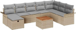 Rantry 9-teiliges Garten Sofa Set mit Kissen Beige Poly Rattan Gartenlounge Model3359469