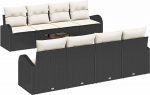 Rantry 9-Teiliges Garten Sofa Set mit Kissen Schwarz Poly Rattan Gartenlounge Model3345967