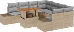 Rantry 9-teiliges Garten-Sofa-Set mit Kissen Beige Poly Rattan Gartenlounge Model3358681