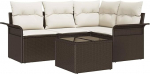 Rantry 4-teiliges Garten Sofa Set mit Kissen Grau Poly Rattan Gartenlounge Model3345348