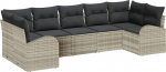 Garten-Sofa-Set 7-teilig Schwarze Kissen, Beiges Gestell Gartenlounge Model3346192