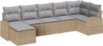 Garten Diivan Set Set von 7 Beige Rattan Garten Diivan Rechteckig Gartenlounge Model3346130