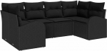 6-teiliges Garten Sofa Set mit Kissen Schwarz Poly Rattan Gartenlounge Model3346183