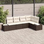 Rantry 5-teiliges Garten Sofa Set mit Kissen Braun Poly-Rattan Gartenlounge Model3347058