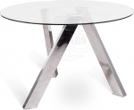 Stones Home Furniture karastatud klaasist ja metallist jalgadega &uuml;mmargune statsionaarne laud, kaasaegne s&ouml;&ouml;gilaud 4 inimesele, mudel Rond&ograve;, kroomitud hall alus, 120 x 120 x 75 cm