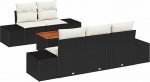 Rantry 6-teiliges Garten-Sofa-Set mit Kissen in Schwarz Poly-Rattan Akazie Gartenlounge Model3356563