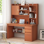 Moderner B&uuml;rotisch mit Ablagen und B&uuml;cherregal, Computertisch aus Holz mit Schubladen und offenen Regalen, Walnuss, 119,9 x 45,7 x 162,7 cm, stilvoller Arbeitsplatz f&uuml;r Zuhause oder B&uuml;ro