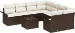 Rantry 9-teilige Garten Sofagarnitur mit Kissen braunes Poly-Rattan Gartenlounge Model3345298