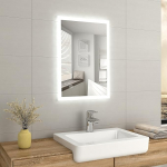 EMKE 500 x 700mm LED Bathroom Mirror with Fuse, Wall Mounted, Intelligent Bathroom Mirror with Shaver Socket and Demister Pad, Energy Saving Multifunction Mirror